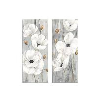 Prinz White Peonies Floral Wrapped Canvas Wall Art, (Set of 2), 7.5