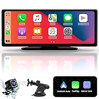2024 Wireless Apple Carplay & Android Auto,Carplay Box+Backup Camera,9.26'' Portable Car Stereo with Phone Mirroring, Carplay Screen with AUX/FM/Bluetooth,Voice Control Suitable for All Car Models