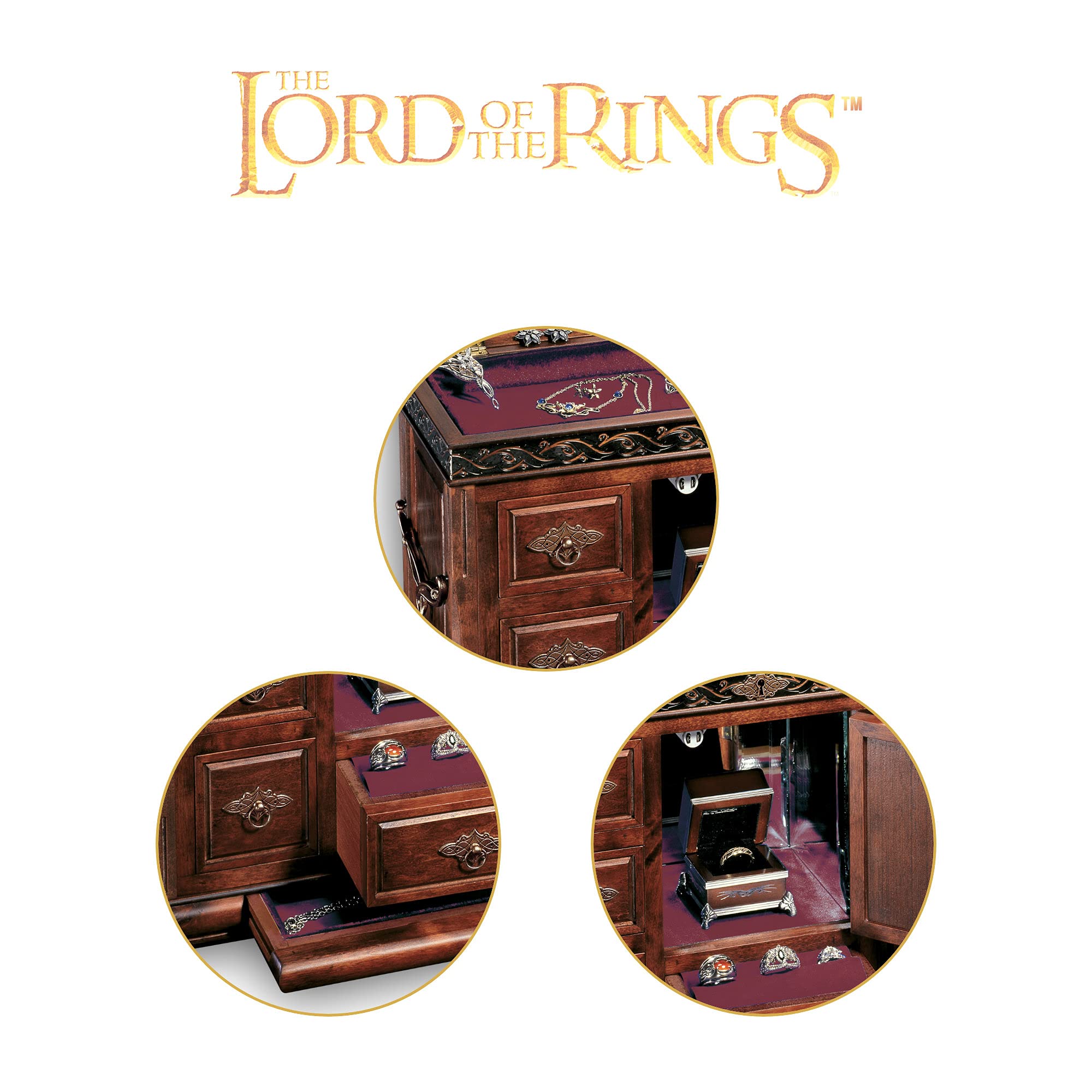 The Noble Collection The Lord of The Rings Middle Earth Treasure Chest – 12.6 inches (32 cm) Hardwood and Metal Jewellery Box – Officially Licensed Film Set Movie Props Gifts