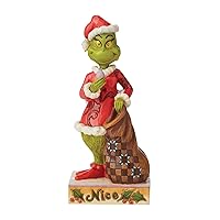 Enesco Jim Shore Dr. Seuss The Grinch Naughty and Nice Double Sided Figurine, 8.27 Inch, Multicolor