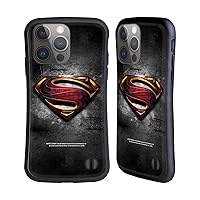 Head Case Designs Officially Licensed Justice League Movie Man of Steel Superman Logo Art Hybrid Case Compatible with Apple iPhone 14 Pro