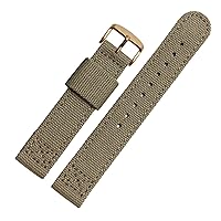 Denim Canvas watchband for Brand Wristband Outdoor Sports Strap 18mm 20mm 22mm (Color : Khaki Gold Clasp, Size : 18mm)
