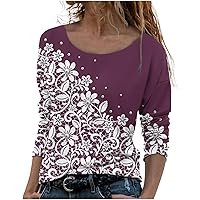 Tops for Women Fall Summer Crew Neck Gradient Floral Graphic Loose Fit Long Top T Shirt Blouse Women 2024 Y2K