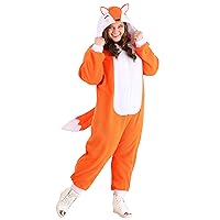 FunTShirts Plus Size Cute & Cozy Fox Costume Onesie for Adults, Animal Pajamas for Men & Women, Fox Hooded Jumpsuit