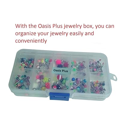 Oasis Plus Lot 110 PCS Body Jewelry Piercing Kit Eyebrow Navel Belly Tongue Lip Bar Nose Ring 22 Styles (No Duplicates)