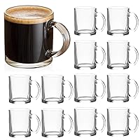 QAPPDA Glass Mugs 12 oz, Clear Coffee Mugs With Handle 350ml,Tea Mugs Water Mugs Beer Glasses With Handle,Glass Cup Drinkware For Beverage,Juice,Latte Cups Cappuccino Mugs Beer Mug Water Cups 12pack