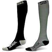 2 Pairs Size Medium Compression Socks (Black/Gray + Gray/Black)