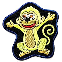 Nipitshop Patches Green Monkey Zoo Safari Animal Logo Kids Cartoon Iron On Embroidered Applique Patch for Clothes Great as Happy Birthday Gift