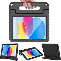 LTROP Kids Case for iPad 10th Generation 10.9-inch 2022 (A2696, A2757, A2777), Shockproof Convertible Handle Stand iPad Gen 10 Case with Built-in Screen Protector for Kids Toddler Boys Girls, Black