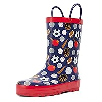 landchief Toddler Rain Boots, Kids Rain Boots Waterproof Rubber Boots for Girls and Boys with Fun Patterns and Easy-On Handles