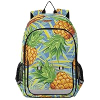 ALAZA Tropical Coconut Palm Trees Fruits Pineapples Pineapples Tropical Fruits Palm Leaves on A Blue Backpack Cycling, Running, Walking, Jogging