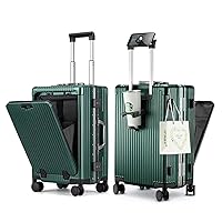 Carry On Luggage,PC Hardside Suitcase with Front Pocket, USB Charging Port,Spinner Trolley for Luggage with TSA Locks (Green, Carry-On 20-Inch)