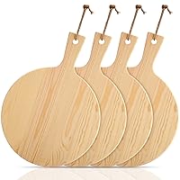 Gejoy 4 Pieces Wood Pizza Peel 12 Inch Pizza Spatula Paddle with Handle Christmas Pizza Cutting Board for Christmas Kitchen Oven Baking Pizza Bread Restaurant Fruit Vegetables Cheese(Round)