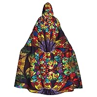 NEZIH flower stained glass Hooded Cloak for adults,Carnival Witch Cosplay Robe Costume,Carnival Party Supplies,185CM