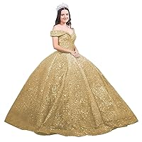 Sparkly Sequin Quinceanera Dresses Ball Gown Off Shoulder Sweet 16 Dresses Long Birthday Party Dress