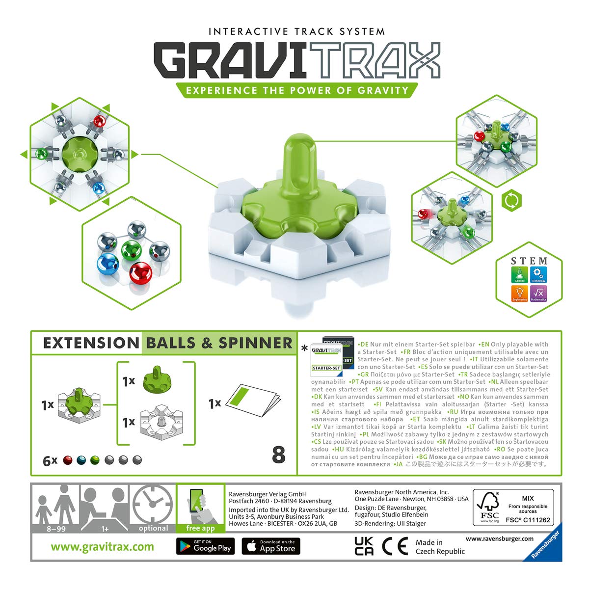 Ravensburger Gravitrax Balls & Spinner Accessory - Marble Run & STEM Toy for Boys & Girls Age 8 & Up - Accessory for 2019 Toy of The Year Finalist Gravitrax