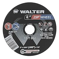 Walter 11T052 5x3/64x7/8 ZIP Performance Cut-Off Wheels Type 1 A60 Grit, 25 pack