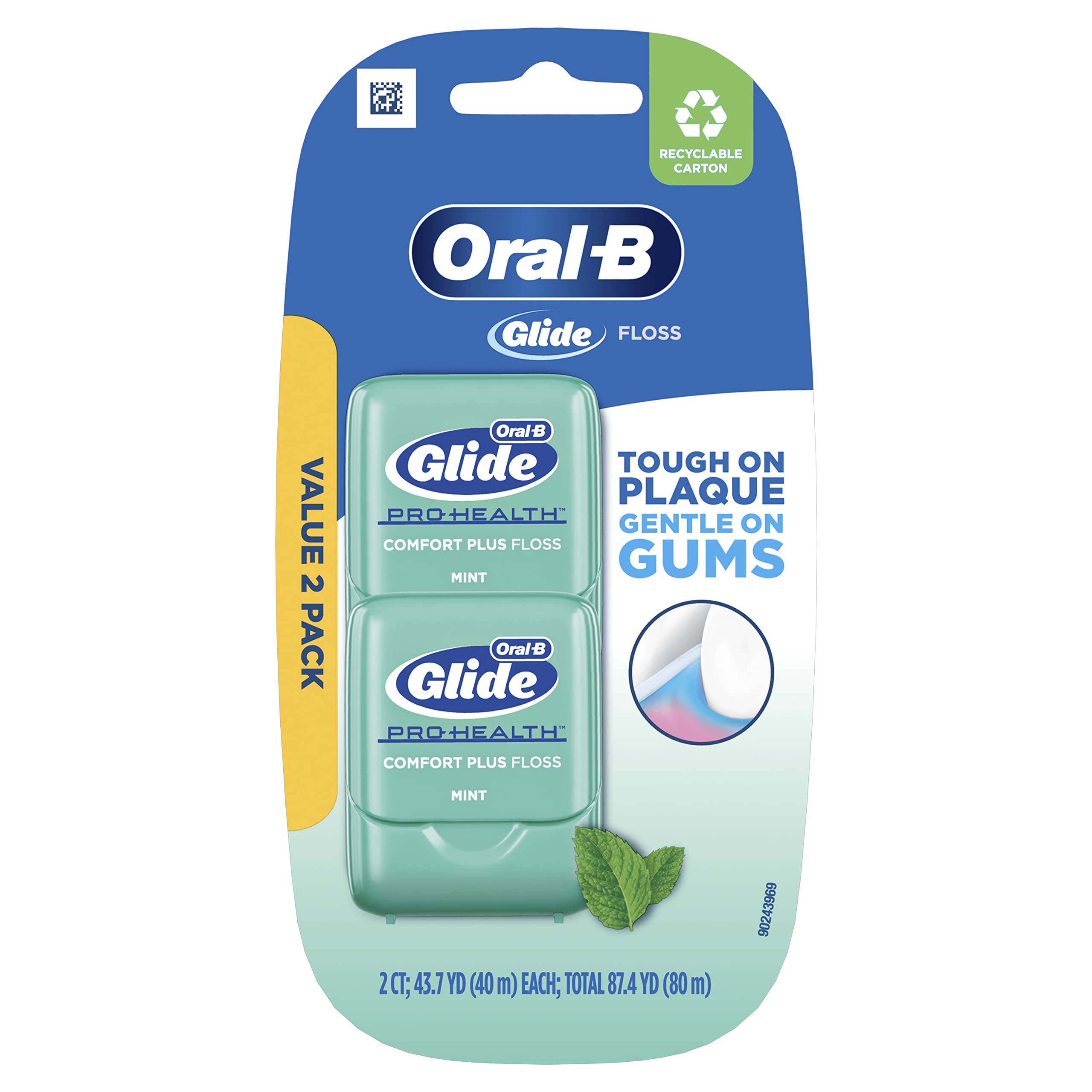 Oral-B Glide Pro-Health Comfort Plus Dental Floss, Extra Soft, Value 2 Pack (40m Each)