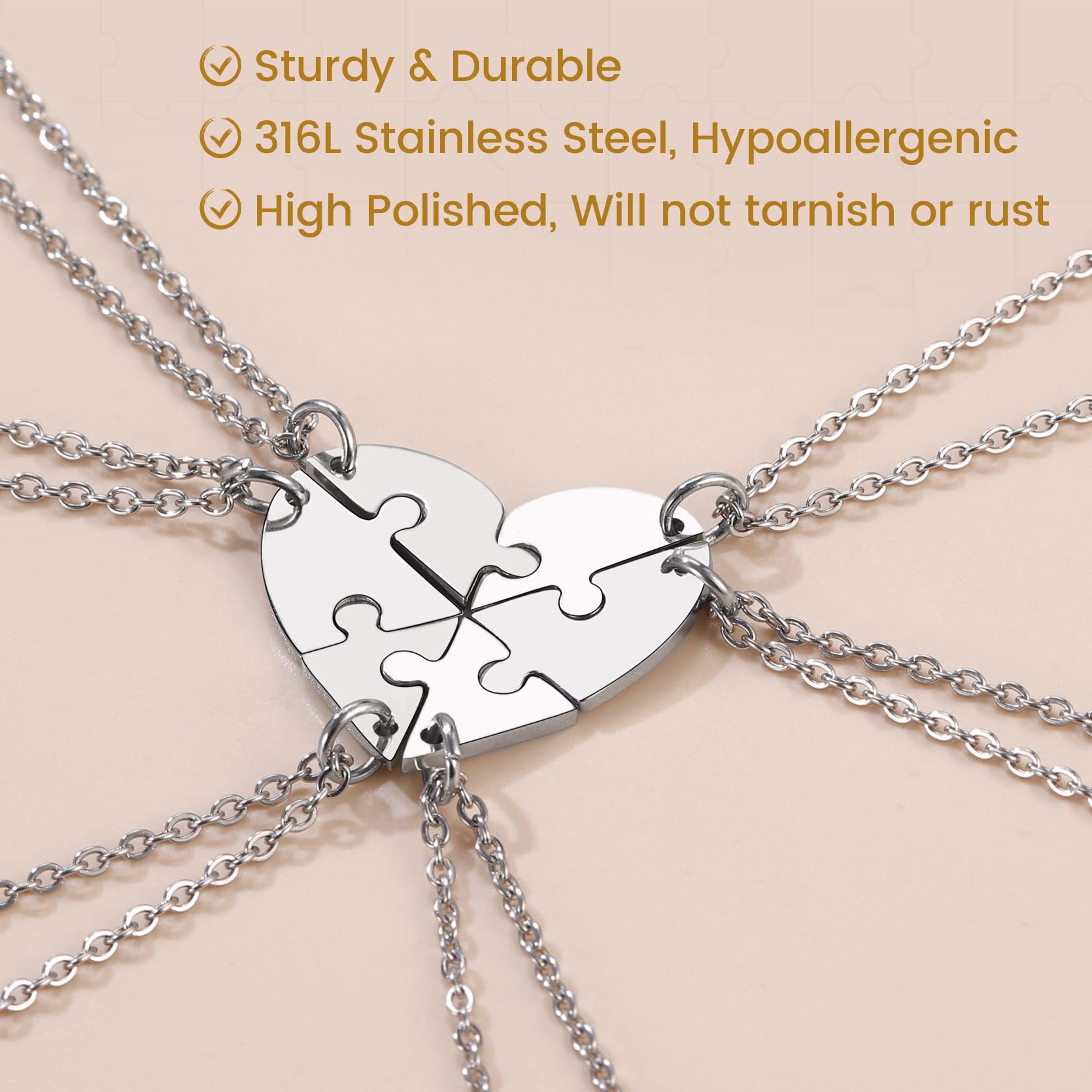 GOLDCHIC JEWELRY Yin Yang Pendant Friendship Necklaces For Men Women, Stainless Steel Customized Puzzle Heart Matching Necklace for 2/3/4/5/6