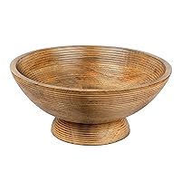 Wood Pedestal Bowl - Wooden Fruit Bowl for Kitchen Counter - Large Decorative Bowl - 12