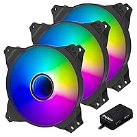 Zalman IF120 Infinity Mirror ARGB 120mm Case Fans, Silent 3-Pin Addressable RGB Fans for Computer Case & Liquid Radiator, 1200RPM Smooth and Silent Fans, 55.2 CFM, ARGB Controller Included (3 Pack)