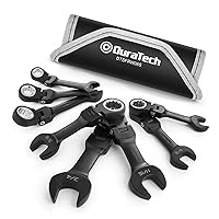 DURATECH Stubby Flex-head Ratcheting Combination Wrench Set, SAE, 8-piece, 5/16