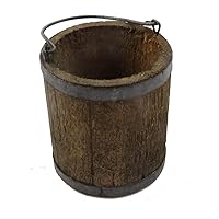 Melody Jane Dolls Houses Dollhouse Rustic Wooden Bucket with Handle Miniature Garden Kitchen Accessory
