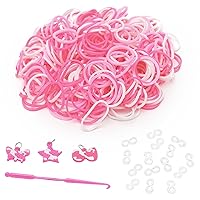 Toyland® Loom Band Refil Pack - 300 Loom Bands with Clips, Charms & Hook Included (Pink)