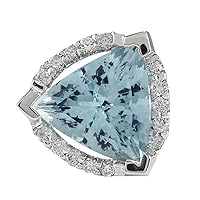 6.09 Carat Natural Blue Aquamarine and Diamond (F-G Color, VS1-VS2 Clarity) 14K White Gold Cocktail Ring for Women Exclusively Handcrafted in USA