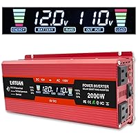 BYGD 2000W/4000W(Peak) Power Inverter 12V DC to 110V AC Converter with 4 AC  Outlets Dual 2.1A USB Ports for Home, RV, Boat, Truck, Off-Grid Solar