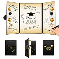 Crenics Graduation Decoration Class of 2024, Creative Graduation Guest Sign in Book Alternative, Black and Gold Graduation Signature Book 12
