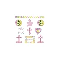 Amscan Sweet Christening Pink Paper Decorating Kit, 10 Ct. | Party Decoration