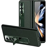 Case for Samsung Galaxy Z Fold 4, Hinge Protection Premium Leather Hybrid Hard Case with Magnetic Kickstand Screen Protector Shockproof Protection Phone Cover 2022,Green