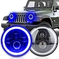 7 Inch LED Headlights, H6024 Led Headlight Blue Halo Amber 7