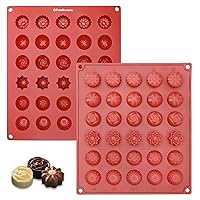 Freshware Silicone Chocolate Molds - [2PK] 30 Cavity Mini Flower Candy Molds, Nonstick Silicone Bakeware for Chocolate, Candy, Gummy, Biscuit or Wax