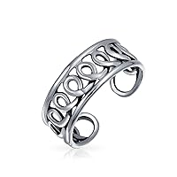 Personalized Open Spiral Pinky Midi Filigree Celtic Scroll Swirl Toe Ring For Women Teen Oxidized .925 Silver Sterling Adjustable Customizable