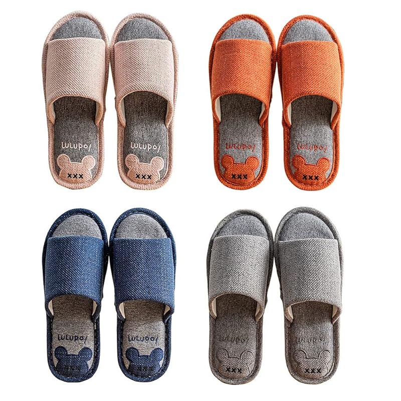 8 Pairs Disposable Slippers for Guests,House Slippers for Guests , Open Toe  Indoor Slippers Comfortable Washable,Multi-Color Casual Spa Slippers for  House,Hotel,Travel,Unisex Universal Size 4 Medium Size+4 Large Size(4color)