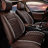 Custom Waterproof PU Leather Car Seat Cover Adjustable Fit for Rogue Sport 2014-2021 Front+Rear Cushion, Airbag Compatible, Coffee