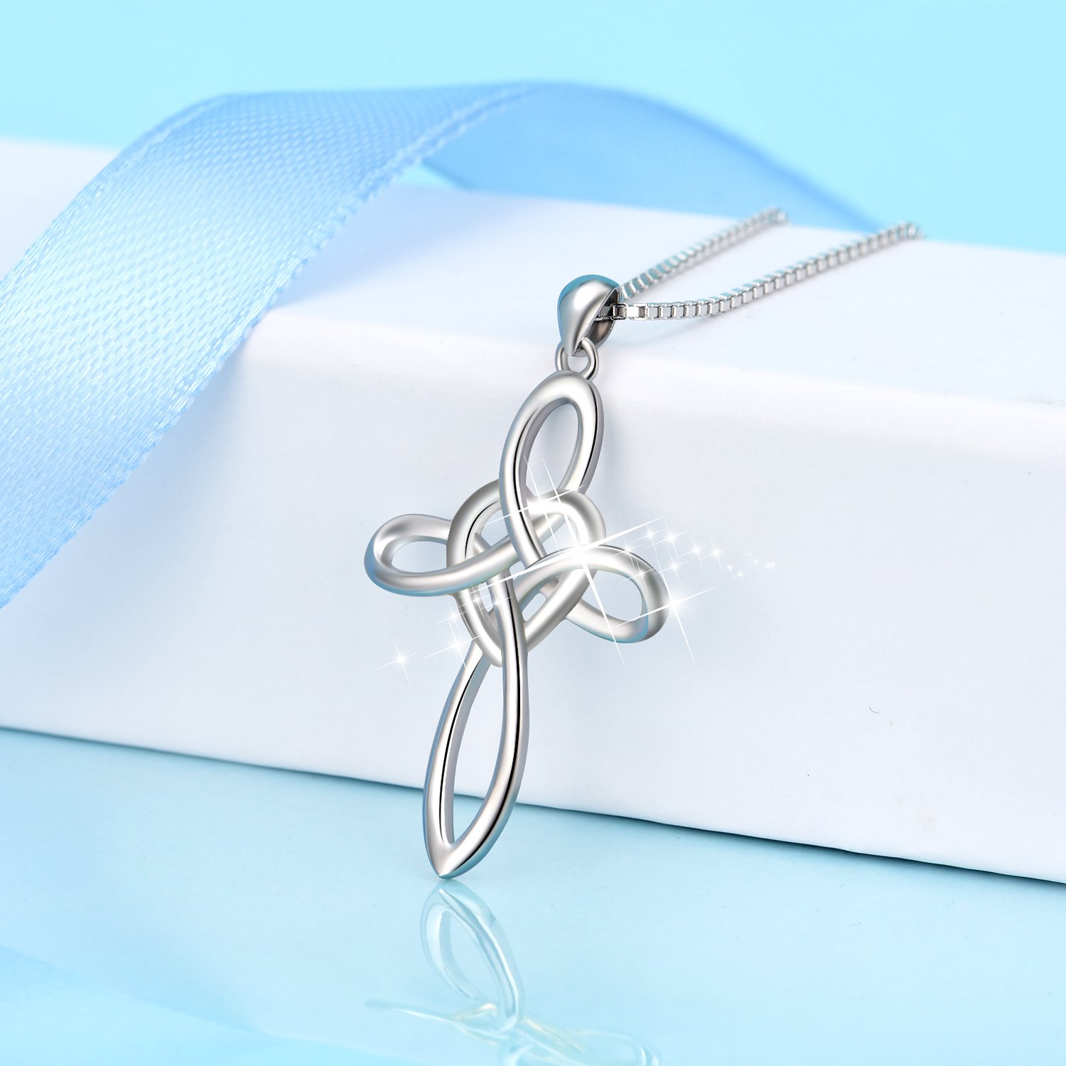 YFN Celtic Knot Cross Necklace Sterling Silver Infinity Love Heart Pendant Necklace