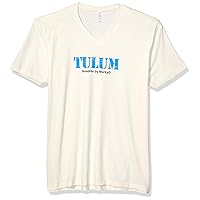 Tulum Graphic Printed Premium Tops Fitted Sueded Short Sleeve V-Neck T-Shirt