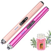 Dual Arc Electric Candle Lighter Rechargeable USB Lighter Plasma Arc Lighters for Candle (Rose Gold & Violet)
