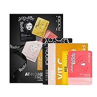 Rodial At Home Facial Edit, Set of 5 Masks: Snake Oxygenating Bubble Sheet Mask, Pink Diamond Instant Lifting Face Mask, Vit C Energising Sheet Mask,Dragon’s Blood and Bee Venom Jelly Eye Patches
