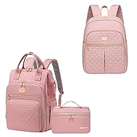 Weitars Laptop Backpack With Lunch Box And Lunch Backpack For Women Pink 2 Pack