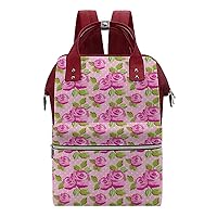 Rose Pattern Travel Backpacks Multifunction Mommy Tote Diaper Bag Changing Bags
