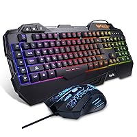 HAVIT HV-KB558CM Gaming Keyboard and Mouse Combo (Rainbow Backlit) Black / UK Layout (QWERTY)