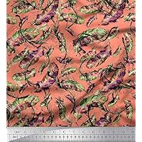 Soimoi Polyester Crepe Orange Fabric - by The Yard - 52 Inch Wide - Leaves & Texture Fabric - Botanical and Textured Patterns for Stylish Home Decor Printed Fabric