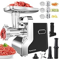Meat Grinder, 3000W Max 5 in 1 Meat Grinder Electric, ETL Approval Heavy Duty Meat Mince with Sausage Stuffer Tube, 3 Plates, Veggies Slicer / Shredder / Grater & Kubbe Kit for Home Kitchen
