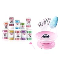 Cotton Candy Express Floss Sugar Variety Pack with 10 Total 11oz Plastic Jars of Flossing Sugars bundled with Cotton Candy Machine, Pink