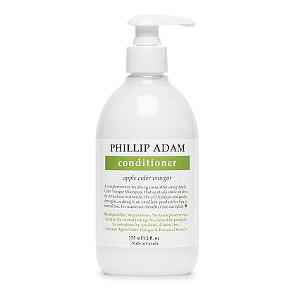 Phillip Adam Apple Cider Vinegar Conditioner for Shiny Hair - No Harsh Preservatives - For All Hair Types - 12 Ounce