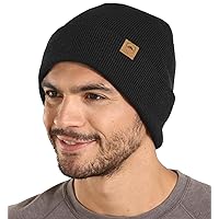 Winter Beanie Knit Hat for Men & Women - Merino Wool Ribbed Cap - Warm & Soft Stylish Toboggan Skull Caps for Cold Weather